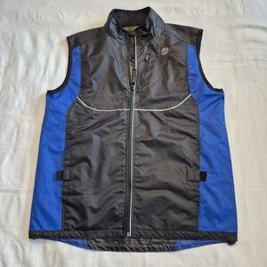 Gold's Gym men's S/M black & royal blue reflective vest EUC